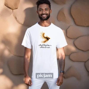 UNISEX TSHIRTS AIRLINE AUSTRALIAN AIRLINES KANGAROO BOEING 767 AIRPORT DAD GIFT - Picture 1 of 7