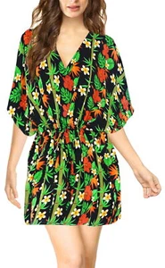 LA LEELA Women's Summer Swimwear Bikini Cover Up Swimsuit US 16-28W Black_S46 - Picture 1 of 3