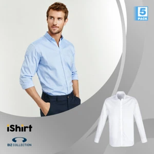 5PC X MENS BUSINESS SHIRT COTTON EASY CARE ADJUSTABLE CUFF LONG SLEEVE SHIRT - Picture 1 of 7