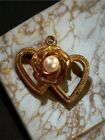 Gold Toned Heart Necklace Pendant Estate Jewelry Vintage Auctions Deals Antique