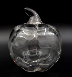 VINTAGE TIFFANY & CO HAND-BLOWN CLEAR ART GLASS PUMPKIN PAPERWEIGHT - Picture 1 of 14