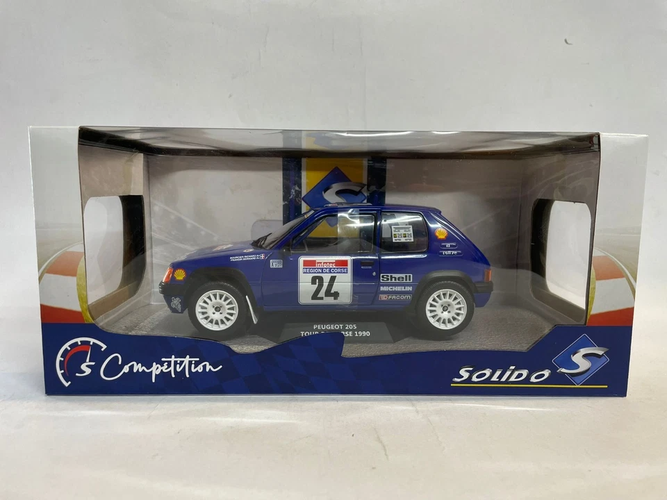 SOLIDO 1 18 AUTO DIE CAST METAL PEUGEOT 205 TOUR DE CORSE 1990 #24 ART S1801711