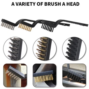 3Pcs Metal Remove Rust Brush Nylon Stainless Steel Brass Wire Polishing Brush - Picture 1 of 7