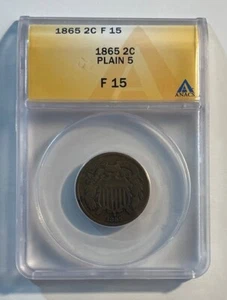 U.S. - 1865 Copper Two Cents (ANACS F 15) - Picture 1 of 4
