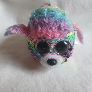 New! 2019 TY Teeny Tys RAINBOW the Poodle 4" FLIPPABLE SEQUINS #SH 1 - Picture 1 of 9
