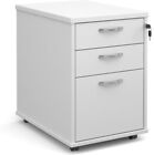 Tall mobile 3 drawer pedestal with silver handles 600mm deep - white