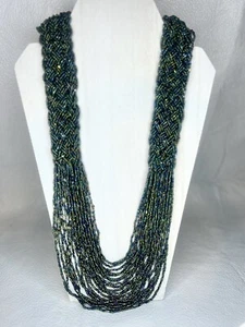 Multi Strang Perlen Halskette Geflochten Multi Color Metallic 16" KOSTENLOSER VERSAND - Bild 1 von 11