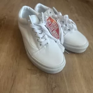 Scarpe da skateboard basse Vans OLD SKOOL uomo donna tutte bianche VN000D3HW00 taglia 6 - Foto 1 di 7
