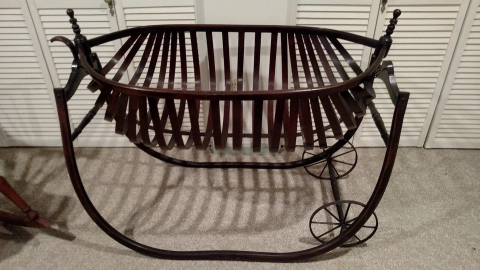 Antique field cradle Sleigh style w/Original wheels and hardware Circa 1865 - Image 1 of 4