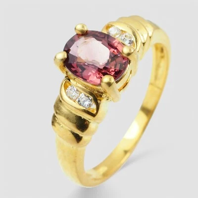 Anillos Chapados en Oro 24K Coral Rosa Espinela Raro Plata de Ley 925 Talla 5.75 Foto 1 de 4