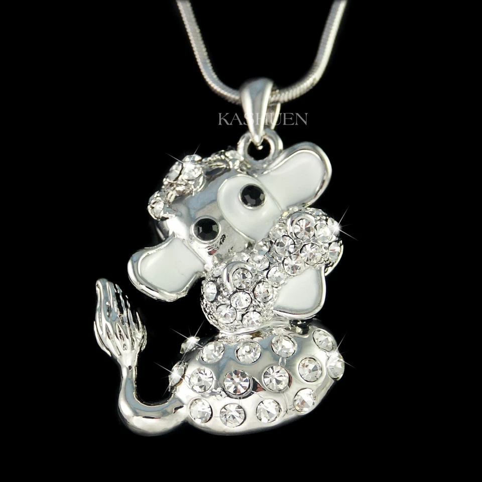 ~~Moo Cow made with Swarovski Crystal Zodiac Taurus Ox Oxen Bull Cattle Necklace - Image 1 of 4