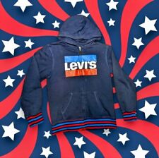LEVI'S Boys Full Zip Hoodie Sweater Sz Large 12 13 Years Navy Blue FLEECE LINED 