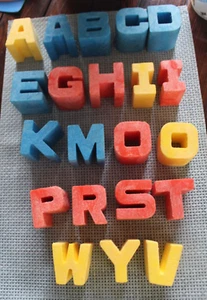 VINTAGE Lot of 21 "Tuff Stuff" Chunky ABC alphabet letter blocks 1971 Mattel USA - Picture 1 of 13