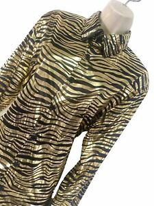Gold black blouse 12 long sleeve LIQUID SATIN tiger stripe