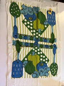 Neu Vintage Frottee Küche Geschirrtuch Mod Gemüse Pilze - Bild 1 von 2