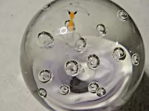 Clear Glass Paperweight with Bubbles and 2 Birds flying on top - Picture 1 of 3
