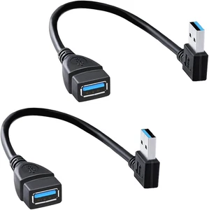 Superspeed USB 3.0 Male to Female Extension Data Cable Left and Right Angle 2PCS - Picture 1 of 12