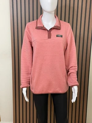 L.L. Sudadera tejida a rayas Bean Airlight para mujer S rosa pulóver cuarto a presión Foto 1 de 4