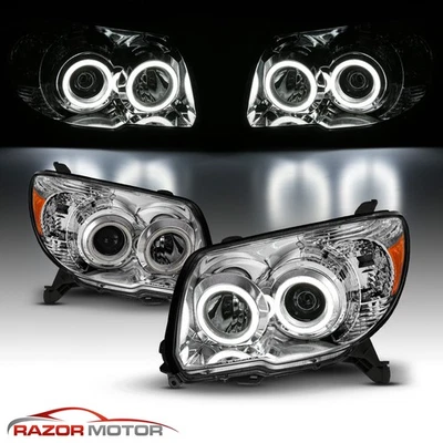 2006-2009 Dual LED Halo Chrome Projector Headlights Pair For Toyota 4Runner SUV - Image 1 of 4