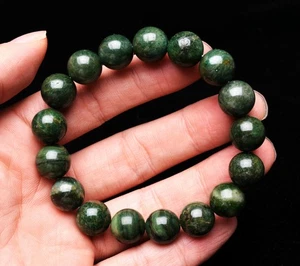 12mm Genuine Natural Green Euchlorite Crystal Gemstone Round Beads Bracelet - Picture 1 of 6