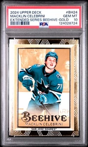 2024-25 Upper Deck Extended #BH24 Beehive Gold Macklin Celebrini PSA 10 Gem Mint - Picture 1 of 2