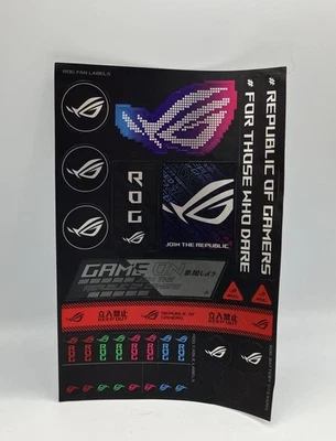 Juego de calcomanías pegatinas genuinas REPUBLIC OF GAMERS ASUS ROG. "Caja abierta de 8""x 5""" Foto 1 de 4