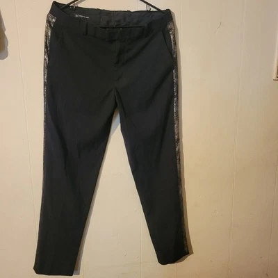 Calça masculina INC International Concepts 32w X 30L listra dourada preta 32x30 cônica - Imagem 1 de 3