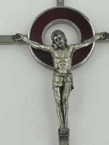 Ciondolo Crocifisso Grande 5 Pollici Tono Argento Croce Cristiana da Appendere a Parete Gesù - Foto 1 di 5
