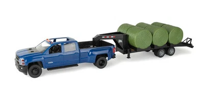 ERTL - CHEVROLET Pick-up blu con rimorchio e 6 balle rotonde - 1/16 - ERT47603 - Immagine 1 di 4