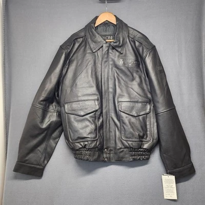 Ultra One Platinum Leather Coat Jacket XL Black Bomber Biker Moto TA Petro NEW - Image 1 of 4