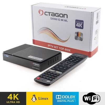 Octagon SX988 V2 4K WL UHD Linux IP-Receiver Dolby Digital+, Dual-WiFi, LAN - Bild 1 von 4
