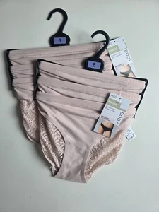 M&S 2x3er Pack Body Soft Lace Bikini Slips, Soft Pink, Größe 8 - Bild 1 von 6