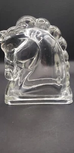 Equestrian horse head bookend in crystal glass. Federal art deco. Vintage - Picture 1 of 5