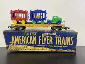 GILBERT AMERICAN FLYER #643 DIE-CAST CIRCUS FLAT CAR w/ ORIGINAL ALLIED LOADS - Picture 1 of 22