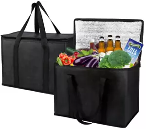 2-Pack, XL-Large Insulated Grocery shopping bags, Black, reusable bag, New... - Picture 1 of 5