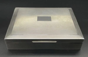 Fine English Sterling Silver Tobacco Box Machine Turned Decorations Art Deco - Picture 1 of 14