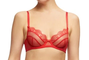 NEW DITA VON TEESE MUSE RED LACE UNDERWIRE BRA SIZE 10D / 32D - D59012 - Picture 1 of 2