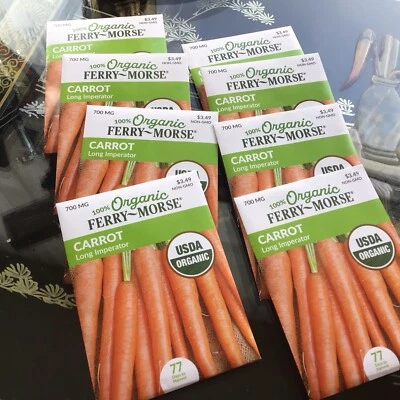 Lote de 8 paquetes de semillas vegetales Ferry Morse semillas de zanahoria 100 % orgánicas para diciembre de 2025 Foto 1 de 4