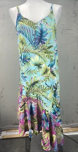 Vestido Tommy Bahama Pequeño Encubrimiento Vibrante Tropical Asimétrico Sunkissed Viaje - Imagen 1 de 14