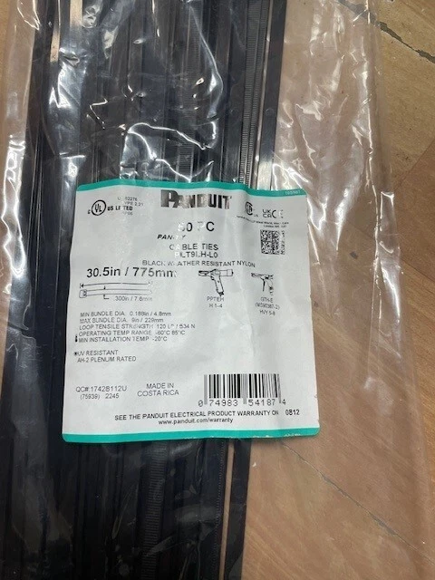 50 Panduit Cable Ties 30.5" black nylon - PLT9LH-L0