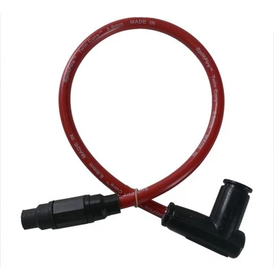 Cable de bujía de alta tensión Splitfire de doble núcleo de reemplazo negro + rojo para motocicleta Foto 1 de 4