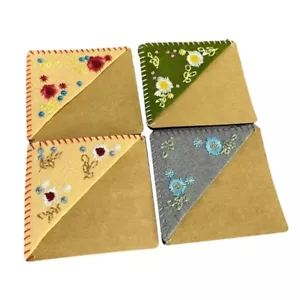 4 Pieces Flower Embroidery Page Marker Hand Embroidered Corner Bookmarks - Picture 1 of 8