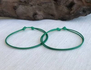 Kelly Green 1mm Durable Cord Adjustable Bracelet or Anklet Set Unisex - Picture 1 of 3