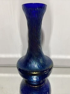LOETZ Cobalt Papillon Iridescent Oil Spot Vase - Picture 1 of 22
