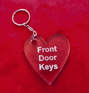 Personalised customised Acrylic Keyring Free Engraving Heart Shape Metal Ring - Picture 1 of 3
