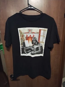 T-shirt vintage Star Wars Darth Vader grafica natalizia nera uomo taglia Med Y2J - Foto 1 di 4
