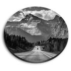 Round MDF Magnets - BW - Mountain Road Landscape #41230