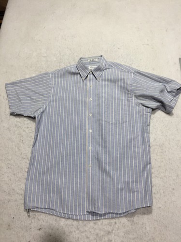 VANS Van Heu camicia elegante uomo 17 Oxford blu bianco righe manica corta colletto