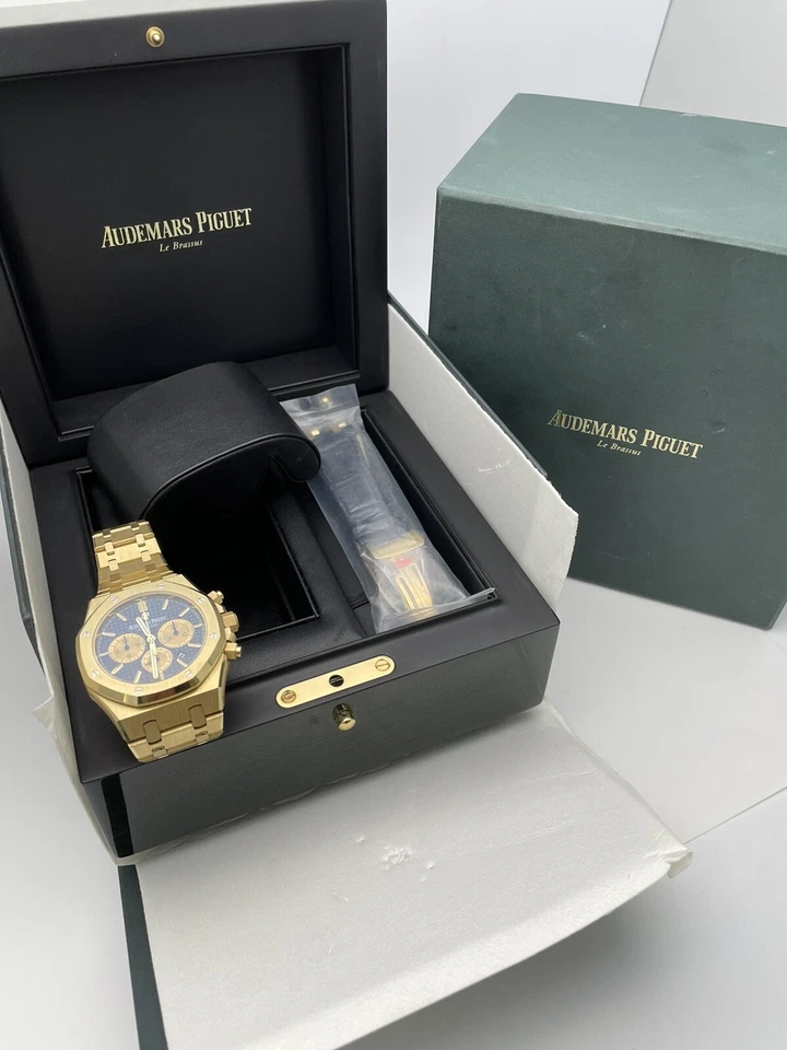 audemars piguet royal oak 18k YG 41mm Blue Dial complete set Watch 26331BA - Image 1 of 4