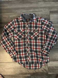 High Sierra Mervyns Flannel Plaid Shirt Men M Red Gray Long Sleeve Korea Vtg 90s - Picture 1 of 2